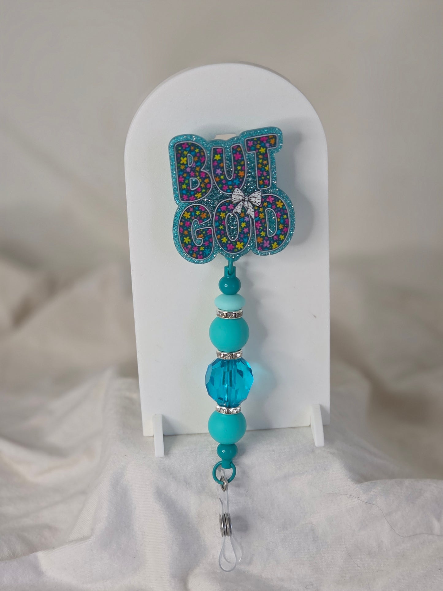 But God Beaded Badge Reel