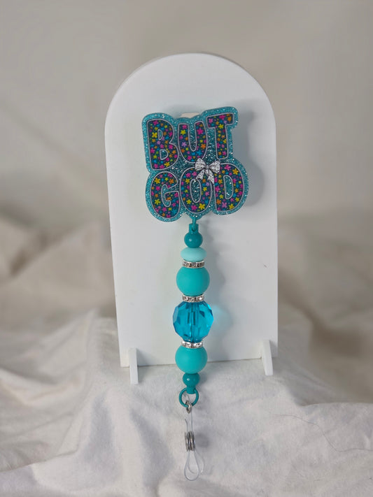 But God Beaded Badge Reel